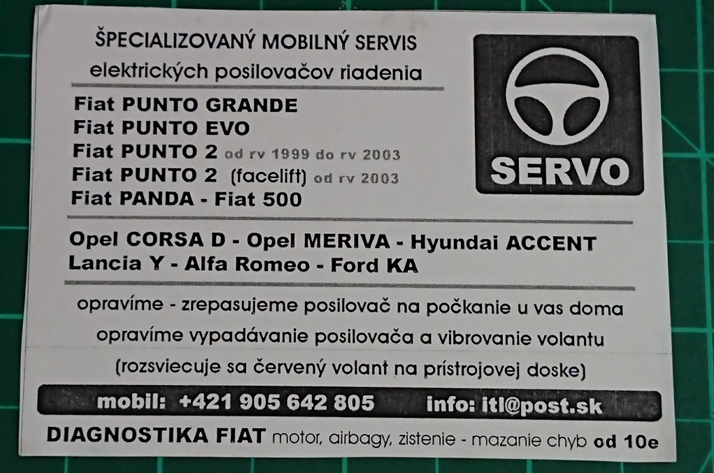 Oprava repas pokazeny servo posilovac servorizeni Fiat Punto Panda Grande Lancia Y Fiat 500a.jpg